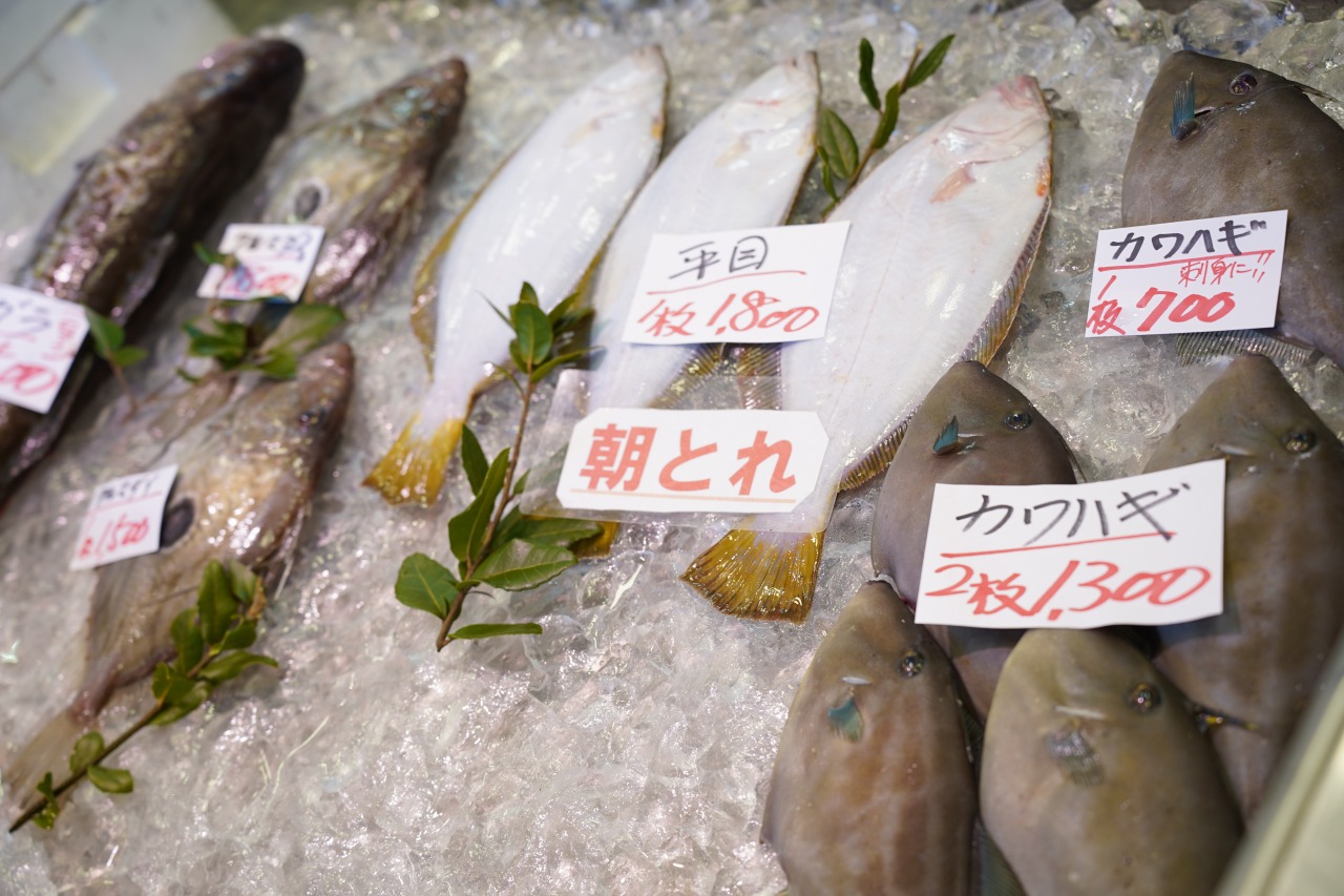 鮮魚コーナーではその日水揚げされたばかりのお魚を買うこともできる