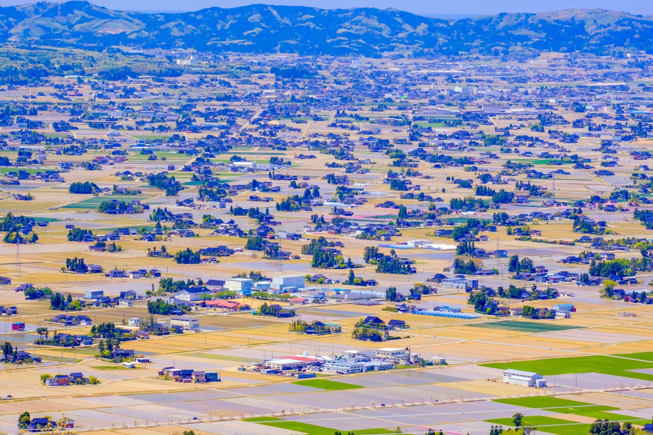 砺波平野に広がる散居村を一望できます
