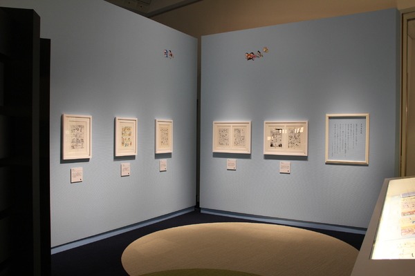 高岡で過ごした少年時代の体験を感じられる原画を展示した、ドラえもんのコーナー　