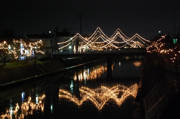 水面に映るイルミネーションにうっとり